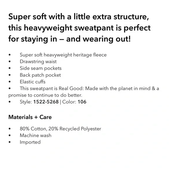 NWT - Men’s American Eagle Laidback Luxe Heavyweight cream sweatpants - XL - Picture 6 of 7